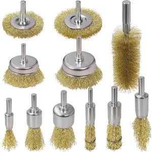 SBGGRL 11개 와이어 브러시 드릴 부착물 - 세트용 휠 금속 박리 녹 제거 및 페인트 제거를 위한 부드러운