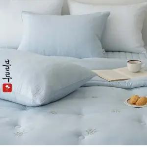 꽃드리 스프레드 퀸 Q 세트 블루 차렵 이불 침대 패드 침구 (WFJ5Q9U)