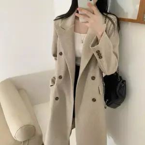 여자 정장 자켓 가을 겨울 럭셔리 칼라 더블 하프 오버 니 코트 원픽4