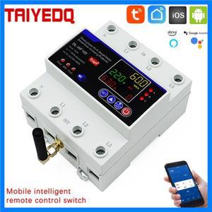 Tuya WiFi 4P 100A 3상 스마트 미터 타이머 차단기 선불 미터 타이머 스위치 원격 제어 전압 보호