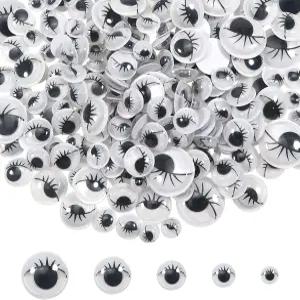 TOAOB 200개 속눈썹이 달린 구글리 즈 8mm 10mm 12mm 15mm 20mm 플라스틱 블랙 스티커 DIY 공예 스크랩북