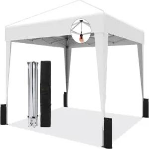 SANWAY 10x10 팝업 캐노피 텐트 원버튼 야외 즉석 보호 가능 이벤트 캠핑 파티 공급업체 비치 - 흰색