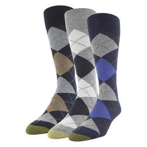 골드토 남성 칼라일 아가일 크루 드레스 양말, 3켤레