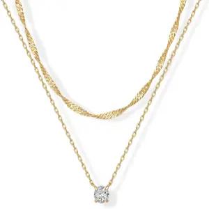 파보이 14K 골드 도금 트위스트 싱가포르 체인 레이어링 초커(라운드 솔리테어 포함)와 서펜타인 초커(배