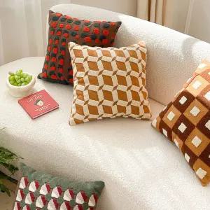 북유럽 체크 자수 쇼파 쿠션 커버 차량용 모던 예쁜