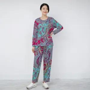 엄마옷 페이즐리 면 상하세트 홈웨어 1GHJ24495 중년여성 마담 60 70대  빅사이즈 할머니