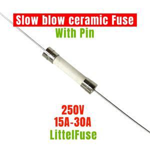 핀포함 LF 타임 래그 세라믹 퓨즈 튜브 325 슬로우 블로우 6x30 6x32mm 250V 15A 20A 5 개