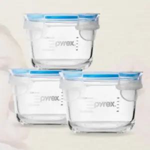 유아 이유식용기 원형 165ml 3P 밀폐 눈금 유리리 용기