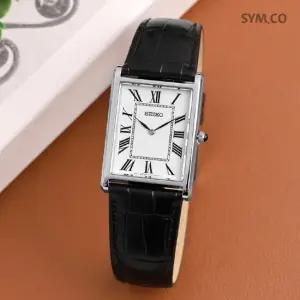 SWR103P1 사각케이스 아날로그 사파이어 캐쥬얼 정장 남자 가죽 시계 d