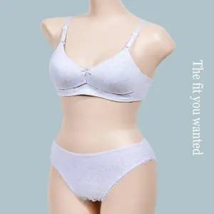 고급 노와이어 면 주니어 3단계 B컵 브라팬티세트 1 (WFJ6BNY)