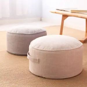 두꺼운 쿠션방석 키높이방석 린넨방석 스툴 원형 밀리 패브릭