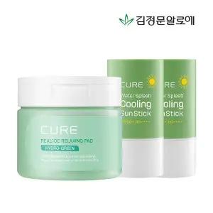 스킨케어 [김정문알로에] 큐어 피토그린 토너패드윤기 생기 보습쿨링 선스틱 2개