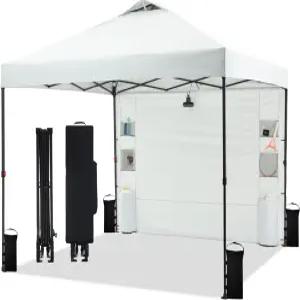 Tunbne 10 x10 팝업 캐노피 텐트 측벽 1개와 포켓 6개 푸시 설정 1개 비치 파티오 야외용 통풍 지붕이 있는