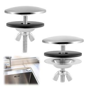 [미국배송] 2팩 2인치 스테인리스 스틸 주방 싱크대 구멍 커버 누수 방지 수도꼭지 플러그 조리대 캡(브러시드 실버)용 유니버설