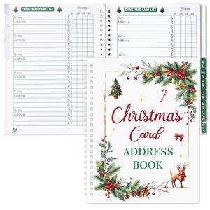 [미국배송] 요피게임 크리스마스 카드 레코드 북 - 알파벳 탭이 있는 주소록 및 주소 라벨 스티커 인사말 수신 기록을 위한 정리 노트 저널 목록
