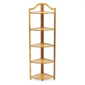 코너 선반 5단 조립식 거실 내추럴 모서리 대나무