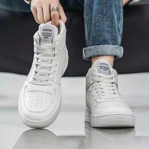 캐주얼 스니커즈 화이트 깔끔한 하이탑 남자 운동화