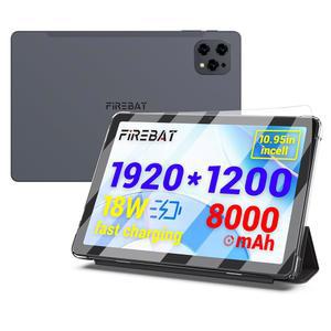 FIREBAT 태블릿 안드로이드 15, 10.95인치 1920x1200 인셀 터치스크린, 8000mAh, T606 옥타코어 프로세서, 12GB RAM 128GB ROM, Wi-Fi 5, BT5.0, FM, 와이드바인 L1, 5MP 전면/13MP 후면 카메라, 보호 케이스