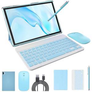 10인치 태블릿 안드로이드 14 2개, 키보드 케이스 마우스 스타일러스 8GB+64GB 지원 1TB 확장, 10.1인치 IPS HD 화면 2MP+8MP 듀얼 카메라 WiFi-6 블루투스 6000mAh 배터리 탭.