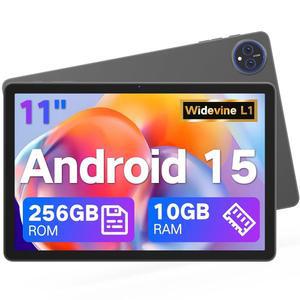 준양 11인치 안드로이드 15 태블릿, 제미니 AI, 256GB ROM 10GB RAM, 옥타코어, HD IPS 디스플레이, WiFi 6, USB OTG, 듀얼 카메라, 8000mAh 배터리 u2013 게임, 엔터테인먼트 및 업무용 경량 태블릿