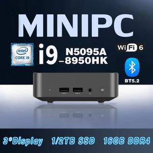 노트북파우치 2025 새로운 휴대용 미니 PC Windows 11 인텔 코어 i9 8950HK 가족 컴퓨터 듀얼 WIFI BT5 4K HD 미니 게임 Pc 데스크탑