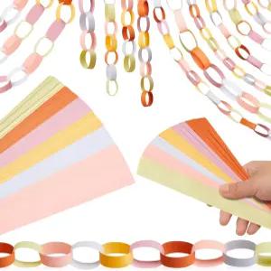 린시아 600장 크리스마스 종이 체인 갈랜드 추수감사절 겨울 파티 장식용 건설 DIY 공예 스트립 양면