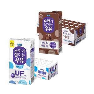 소화가잘되는우유 오리지널, 190ml, 24개 + 초코, 190ml, 24개