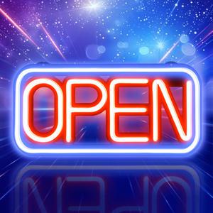 [A-1_사각 OPEN 레드블루] 영업중 간판 오픈보드 네온 LED 네온사인 사인보드 미니 입간판 약국 약 간판