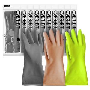 명진 오버핏 고무장갑 대형L 그레이 베이지 10켤레 벗기편한 주방장갑 라텍스