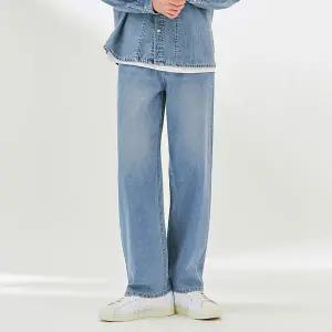 [하프클럽/체이스컬트]남성 라이트톤 밴딩 와이드 에어 데님 팬츠-DBRK2324C0D