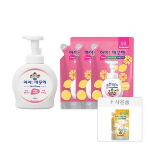 아이깨끗해 핸드워시 용기 레몬 490ml, 1개+핸드워시 리필 450ml, 3개+증정(리필 순, 222ml, 1개)