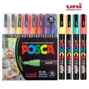 미쯔비시 유니 포스카 마카 펜 아크릴마카 3M 20색 세트 포스터칼라 PC3M20C