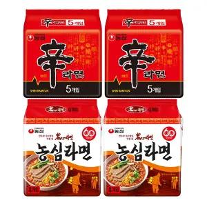 농심 농심라면 124g, 4입, 2개 + 신라면 120g, 5입, 2개 (총 18개)