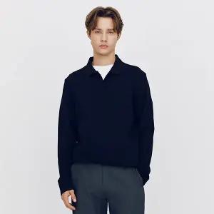 015501 인터락 폴로넥 텍스쳐드 긴팔 티셔츠