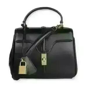 디몬트 셀린느 여성 새티네이티드 카프스킨 미니 숄더백(블랙) 197983BEY 38NO