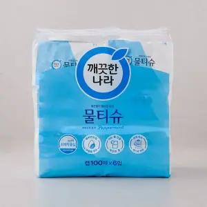깨끗한나라 페퍼민트 블루 캡 물티슈 100매6입