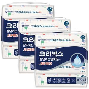크리넥스 잘 닦이는 엠보싱 점보 물티슈 캡형70매 4입 x3개