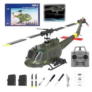 성인 초보자를 위한 RC ERA C032 UH-1 휴이 헬리콥터, 1/48 스케일 6CH 2.4G 6축 자이로 원격 제어 안정화 항공기, 3D 롤링 및 고도 유지(RTF/2 배터리)