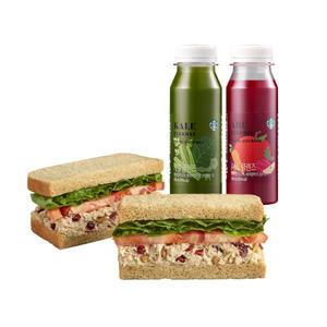 [스타벅스] [건강이 최고입니다] ABC 클렌즈190ML+케일 클렌즈190ML+크랜베리 치킨 샌드위치