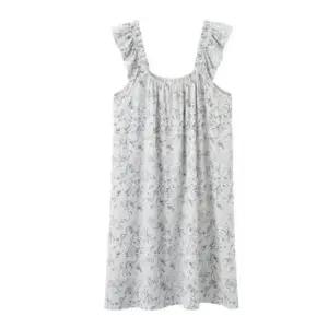 고품질 잠옷 원피스 파자마 여름 홈웨어 여성 나시 프릴 (WFJ1LLJ)