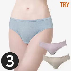 트라이 국산 여성면팬티 40수 면100팬티 베이직 삼각 3매 세트