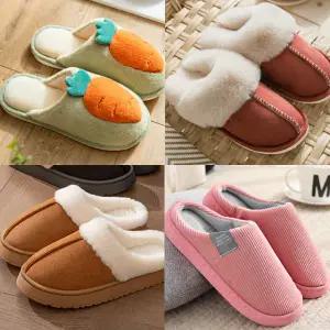 털 슬리퍼 겨울 사무실 발편한 스웨이드 회사 신발 여성 겨울용 푹신한 통굽 방한 실내화