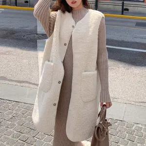 여자 롱 조끼 루즈핏 데 뽀글이 여자 양털 조끼 플리스 겨울