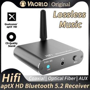 VAORLO AptX-HD Bluetooth 5.2 수신기 HIFI 음악 무선 오디오 어댑터 자동차 스피커 용 3.5mm AUX 광학 Tos