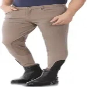 남성용 승마 바지 무릎 패치 실리콘 그립 지퍼 포켓 팬츠