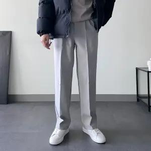 [모노폴로지]기모 겨울 세미 와이드 슬랙스 정장 바지 융털 밴딩 융기모 두꺼운 본딩 바지 4color