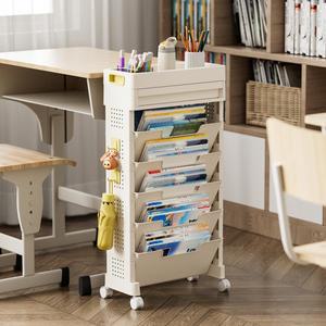 바퀴 달린 이동식 책장 바닥에 세워두는 롤링 수납함 데스크탑 교과서 학습실 대용량 다층 책 정리함