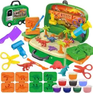 크렐로시 공룡 컬러 반죽 세트 도구 다이노 월드 26 PCS 놀이기구 장난감 점토 액세서리 반죽과 몰드를 용