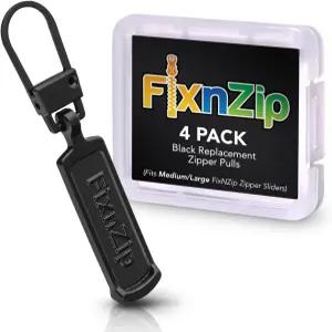 FixNZIP 중대형 블랙 지퍼 풀 교체품(4팩) 수리 슬라이더 및 수하물 재킷 배낭 텐트 침낭 아웃도어 장비를