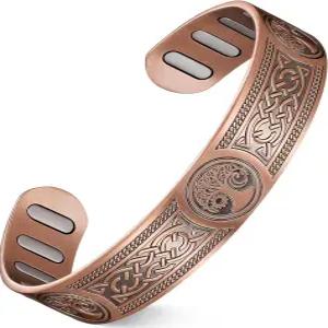 남성용 페라코 구리 팔찌 5배 초고강도 마그네틱 커프 뱅글 5000 가우스 네오디뮴 자석 99.99 순수 보석